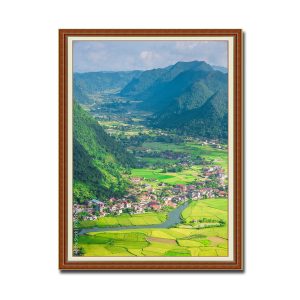 Bức tranh phong cảnh làng quê dưới thung lũng Bắc Sơn - Lạng Sơn đẹp kiểu khổ dọc