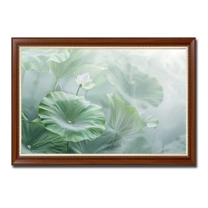 Tranh treo tường đẹp đầm hoa sen mờ ảo trong sương