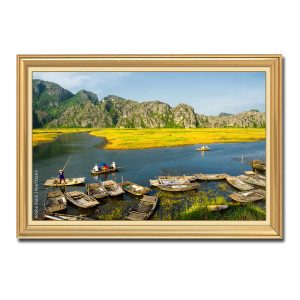 Tranh phong cảnh bến đò bên dòng sông tại Tam Cốc Bích Động Ninh Bình