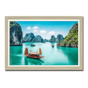 Bức tranh treo tường đẹp hình ảnh thuyền buồm cổ trên biển Vịnh Hạ Long