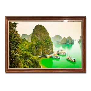 Tranh treo tường đẹp phong cảnh Vịnh Hạ Long với âu du thuyền trong nắng và nước biển xanh biếc
