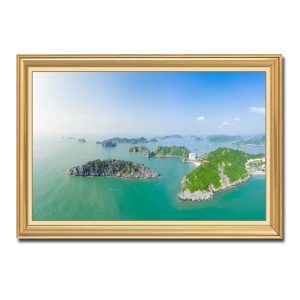 Tranh treo tường Vịnh Hạ Long đẹp với góc nhìn thoáng rộng và ánh nắng ấm áp