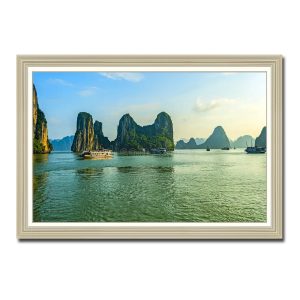 Tranh phong cảnh Vịnh Hạ Long xanh và du thuyền