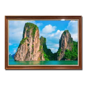 Bức tranh đẹp chụp hình ảnh những hòn đảo trên biển Vịnh Hạ Long
