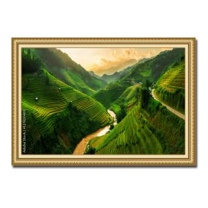 Tranh treo tường đẹp ruộng bậc thang trên những dãy núi xanh Amia20489