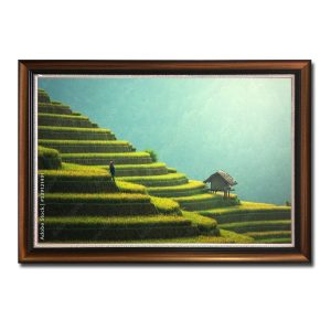 Bức tranh treo tường đẹp hình ảnh ruộng bậc thang và thiên nhiên mây phủ Amia21491