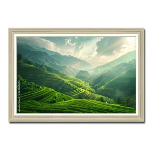 Tranh treo tường ruộng bậc thang và núi non mây trời đẹp Amia63074