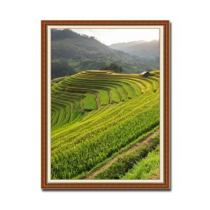 Bức tranh treo tường khổ đứng ruộng bậc thang và núi non Amia56934