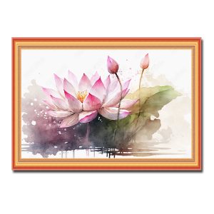 Bức tranh treo tường nụ và hoa sen hồng vẽ màu nước đẹp