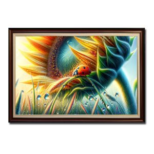 Tranh treo tường đẹp vẽ bằng AI phác họa hình ảnh một bông hoa hướng dương lớn đang nở