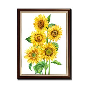 Bức tranh khổ đứng đẹp hình ảnh cây hoa hướng dương kiểu giả sơn dầu