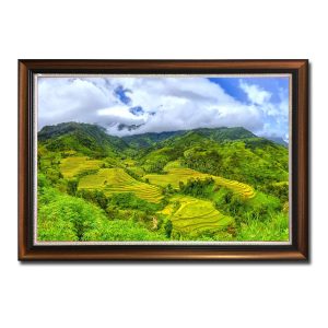 Bức tranh đẹp về ruộng bậc thang và phong cảnh núi non mây trắng bay Amia34166