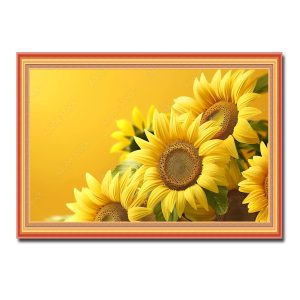 Bức tranh treo tường đẹp hình ảnh những bông hoa hướng dương trên nền vàng