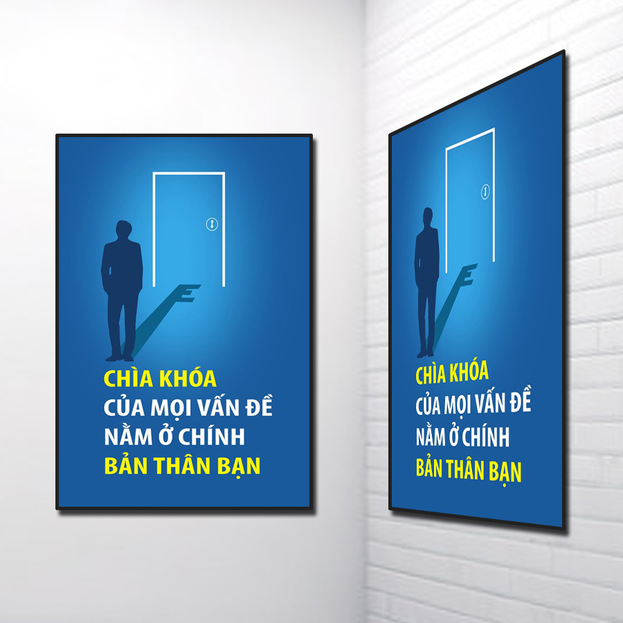 Mẫu tranh slogan đẹp Chìa khóa của mọi vấn đề nằm ở chính bản thân bạn