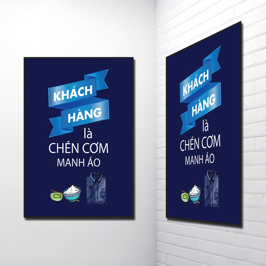 Mẫu tranh slogan đẹp Khách hàng là chén cơm manh áo