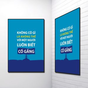 Mẫu tranh slogan đẹp Không có gì là không thể với một người luôn biết cố gắng