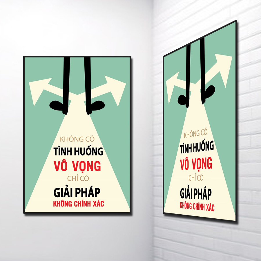 Mẫu tranh slogan đẹp Không có tình huống vô vọng chỉ có giải pháp không chính xác