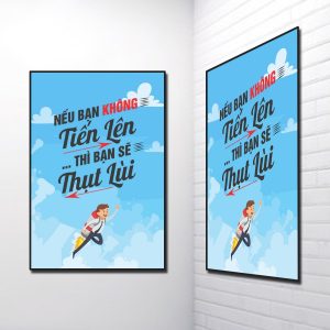 Mẫu tranh slogan đẹp Nếu bạn không tiến lên thì bạn sẽ thụt lùi
