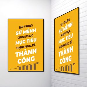 Mẫu tranh slogan đẹp Tập trung sứ mệnh chinh phục mục tiêu hạnh phúc để thành công