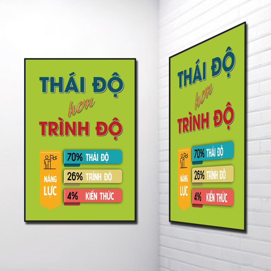 Mẫu tranh slogan đẹp Thái độ hơn trình độ