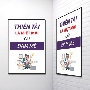 Mẫu tranh slogan đẹp Thiên tài là miệt mài cái đam mê