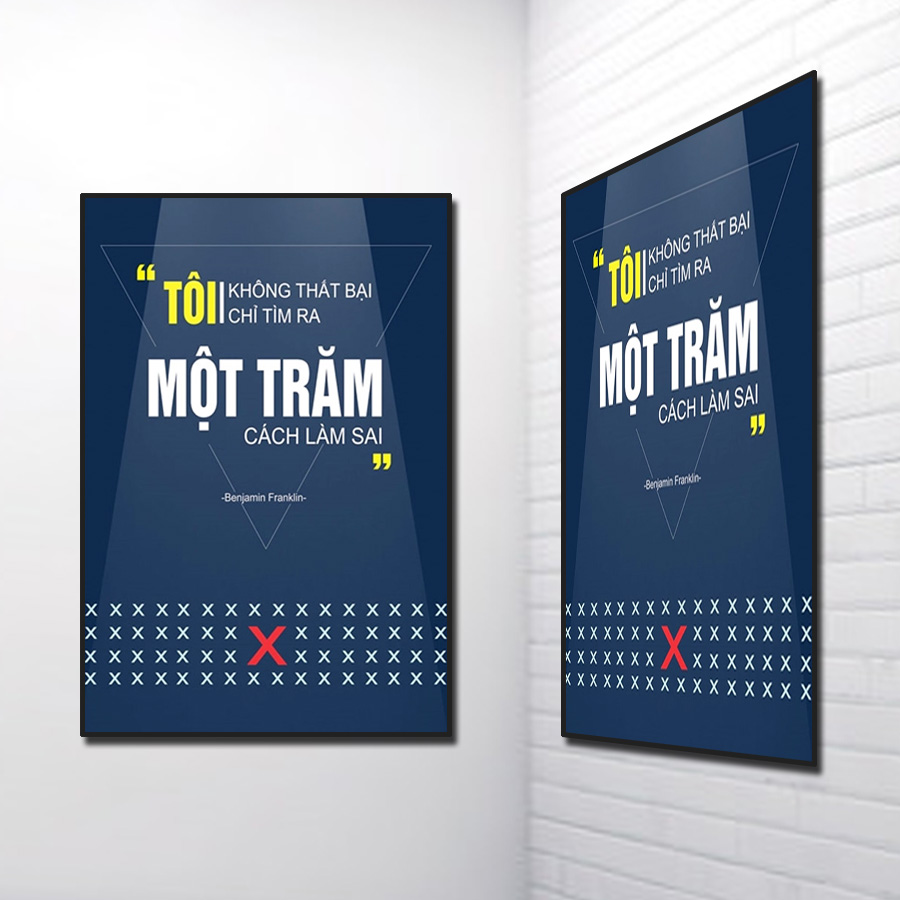 Mẫu tranh slogan đẹp Tôi không thất bại tôi chỉ tìm ra một trăm cách làm sai