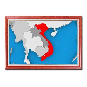 Tranh bản đồ Việt Nam đẹp với phần lãnh thổ được đổ màu đỏ nổi bật