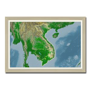 Tranh treo tường bản đồ Việt Nam và các nước lân cận với màu sắc mô phỏng địa hình