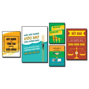 Tranh tạo động lực: Hãy không và tỉnh táo đừng viển vông. Hãy xây dựng ước mơ của chính bạn hoặc để người khác thuê bạn thực hiện ước mơ của họ. Đủ tài chí làm nên đủ sức bền thì thắng. Cuộc đời ta thay đổi theo 2 cách qua những người ta gặp và những cuốn sách ta đọc. Kết quả là thước đo công bằng nhất