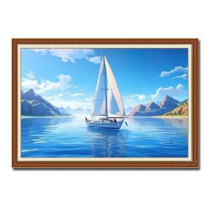 Bức tranh thuận buồm xuôi gió cực đẹp với mặt nước và mây trời trong xanh