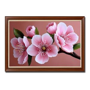 Mẫu tranh cành đào nở hoa đẹp với sắc hồng ấn tượng