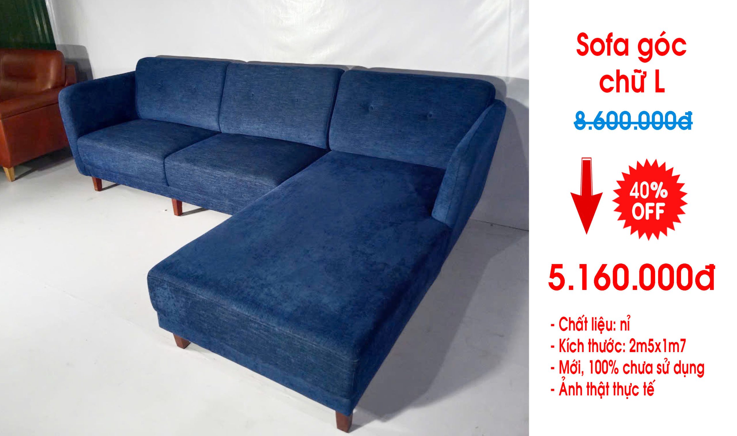 Thanh lý ghế sofa phòng khách bọc nỉ dạng góc L giá rẻ tại Hà Nội