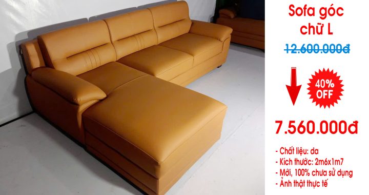 Thanh lý ghế sofa da phòng khách dạng góc chữ L giá rẻ tại Hà Nội