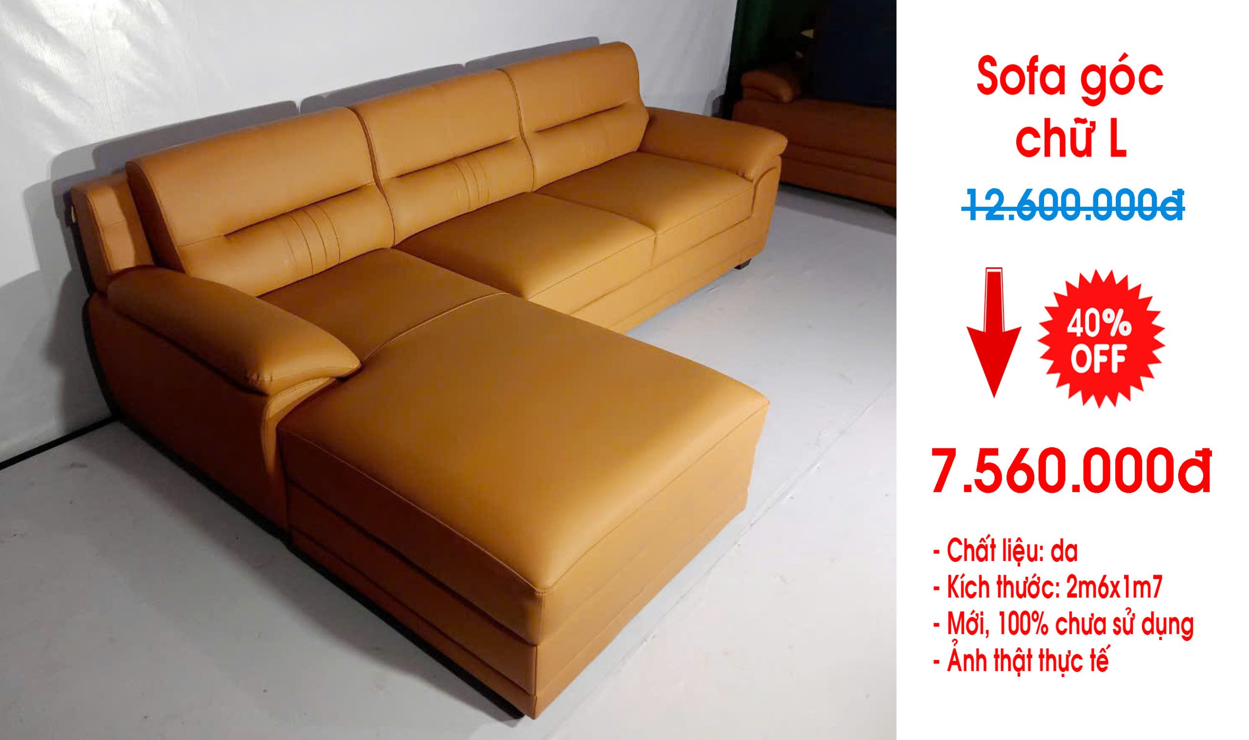 Thanh lý ghế sofa da phòng khách dạng góc chữ L giá rẻ tại Hà Nội