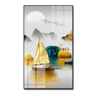 Tranh thuận buồm xuôi gió in tráng gương đẹp kiểu khổ đứng
