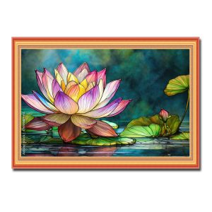 Mẫu tranh đầm sen đẹp với hình ảnh bông hoa sen hồng phát sáng