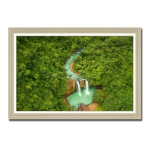 Bức tranh đẹp hình ảnh thác đôi chảy xuống hồ