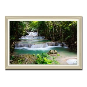 Mẫu tranh đẹp hình ảnh dòng suối chảy tạo thành nhiều bậc thác đẹp