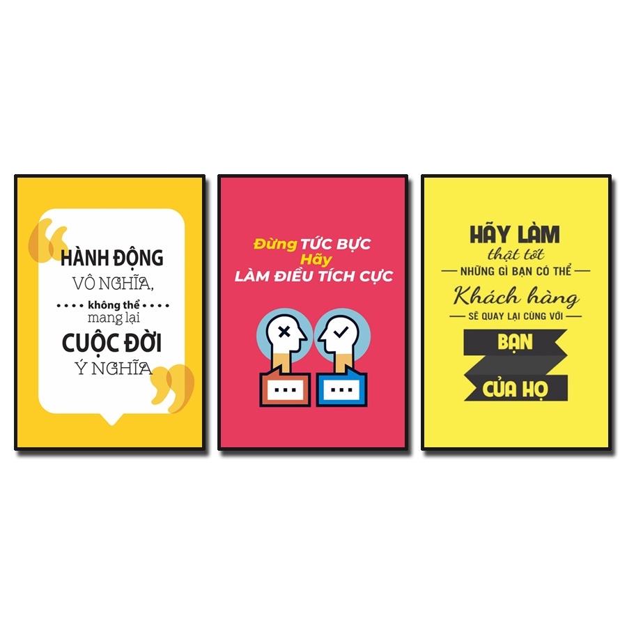 Tranh Slogan tạo động lực: Hành động vô nghĩa không thể mang lại cuộc đời ý nghĩa. Đừng tức bực hãy làm điều tích cực. Hãy làm thật tốt những gì bạn có thể khách hàng sẽ quay lại cùng với bạn của họ