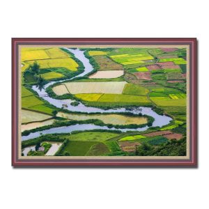 Bức tranh phong cảnh Bắc Sơn đẹp với dòng sông cỏ cây xanh mát và những thửa ruộng nhiều màu sắc