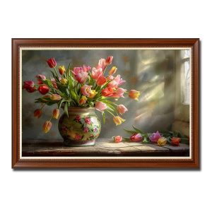Mẫu tranh treo tường đẹp hình ảnh bình hoa tulip