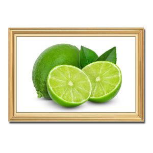 Mẫu tranh phòng bếp đẹp hình ảnh quả và hai nửa trái chanh bổ đôi