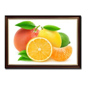 Mẫu tranh phòng ăn đẹp hình ảnh những quả chanh và cam với sắc màu tươi tắn bắt mắt