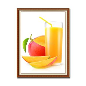 Mẫu tranh phòng ăn đẹp khổ dọc hình ảnh nước ép quả xoài chín vàng tươi
