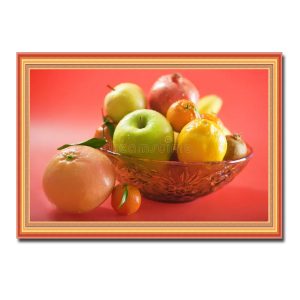 Tranh treo phòng bếp đẹp hình ảnh các loại quả táo, cam, chanh...