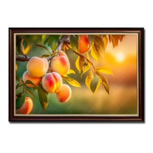 Mẫu tranh treo tường hình ảnh cành đào sai quả đang vào độ chín