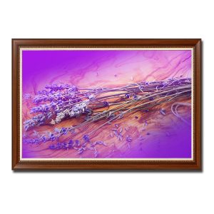 Mẫu tranh treo tường đẹp hình ảnh những bông hoa lavender tím trên nền tím loang rực rỡ