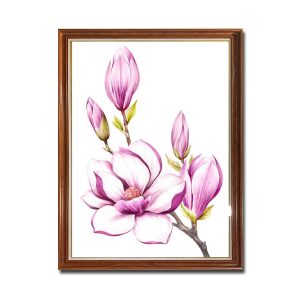 Mẫu tranh treo tường khổ dọc hình ảnh cành hoa mộc lan tím