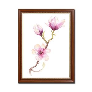 Mẫu tranh treo tường khổ dọc hình ảnh cành hoa mộc lan đẹp màu phớt hồng