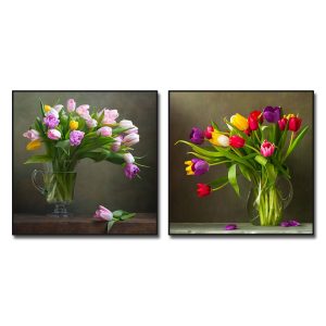 Mẫu tranh bình hoa tulip đẹp bộ 2 bức